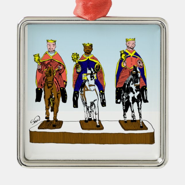Tres Reyes Magos/ Three Wise Men Metal Tree Decoration (Front)