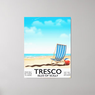 Tresco Isles of Scilly vintage train poster Canvas Print