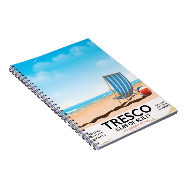 Tresco Isles of Scilly vintage train poster Notebook (Right Side)