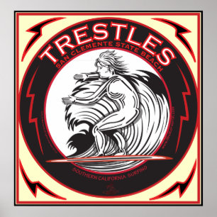 TRESTLES SAN CLEMENTE CALIFORNIA SURFING POSTER