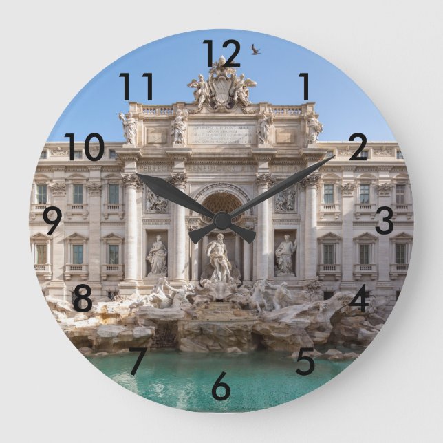 Trevi Fountain at early morning - Rome, Italy Large Clock (Front)