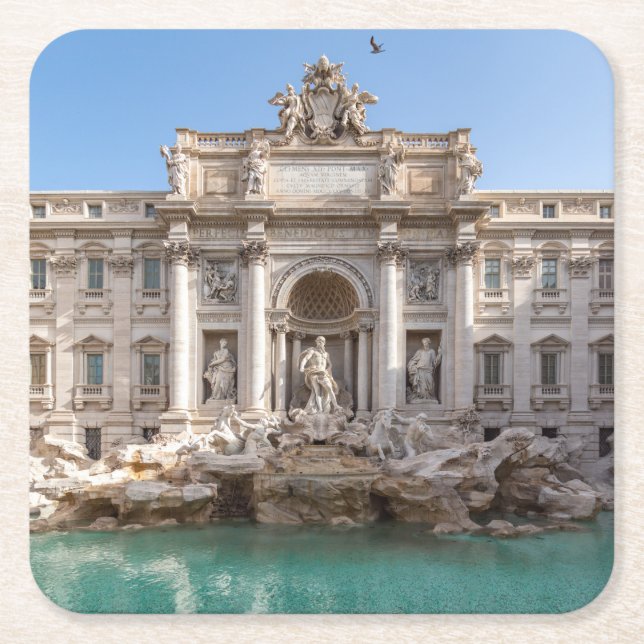 Trevi Fountain at early morning - Rome, Italy Square Paper Coaster (Front)
