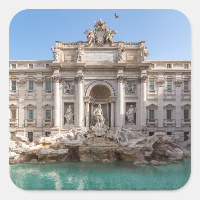 Trevi Fountain at early morning - Rome, Italy Square Sticker (Front)