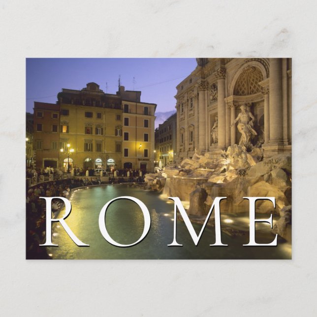 Trevi Fountain at Night | Rome, Italy | Birthday Postcard (Front)