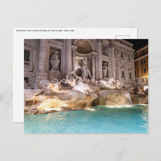 Trevi Fountain at night - Rome, Italy Postcard (Front/Back)