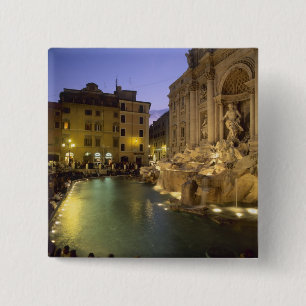 Trevi Fountain at night, Rome, Lazio, Italy 15 Cm Square Badge