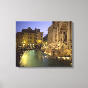 Trevi Fountain at night, Rome, Lazio, Italy Canvas Print