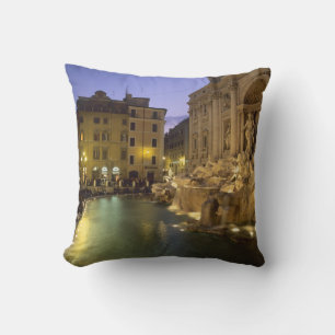Trevi Fountain at night, Rome, Lazio, Italy Cushion