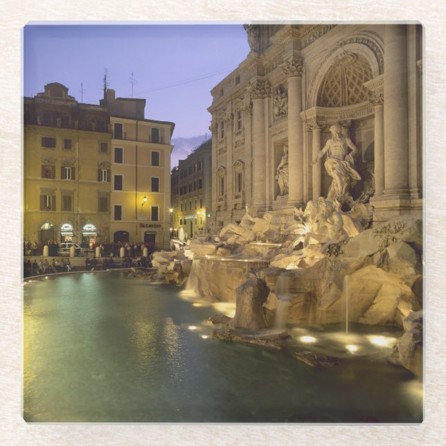 Trevi Fountain at night, Rome, Lazio, Italy Glass Coaster (Front)