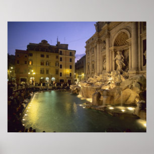 Trevi Fountain at night, Rome, Lazio, Italy Poster