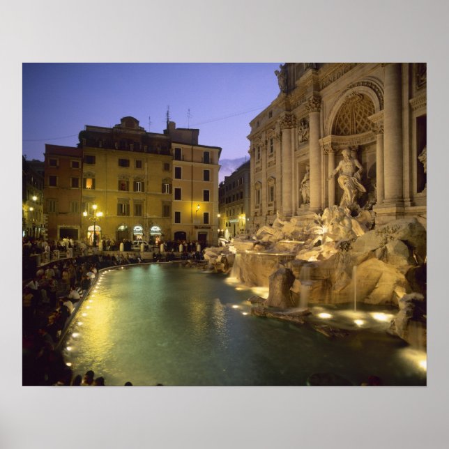 Trevi Fountain at night, Rome, Lazio, Italy Poster (Front)