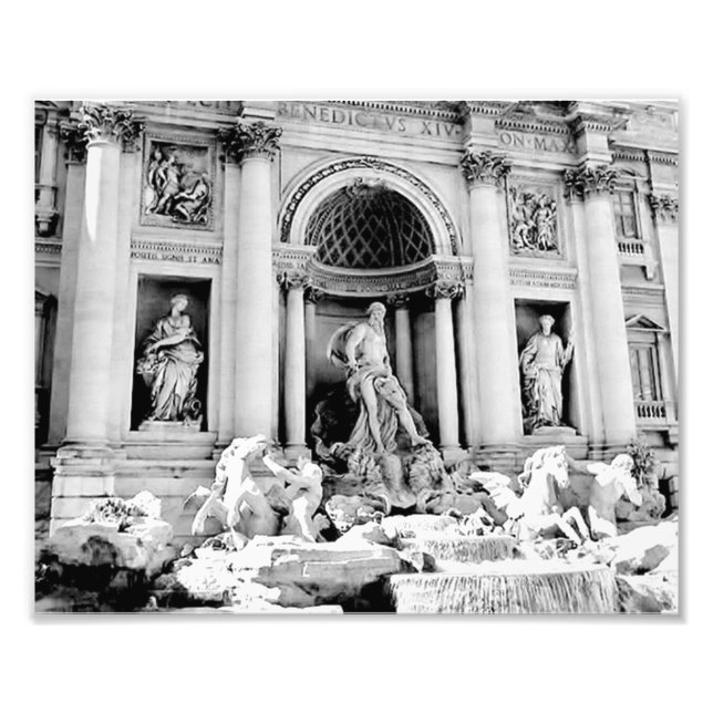 Trevi Fountain, Black and White Photo Print (Front)