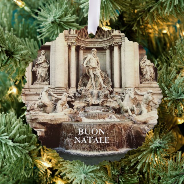 Trevi Fountain Paper Christmas photo ornament (Insitu (Tree))