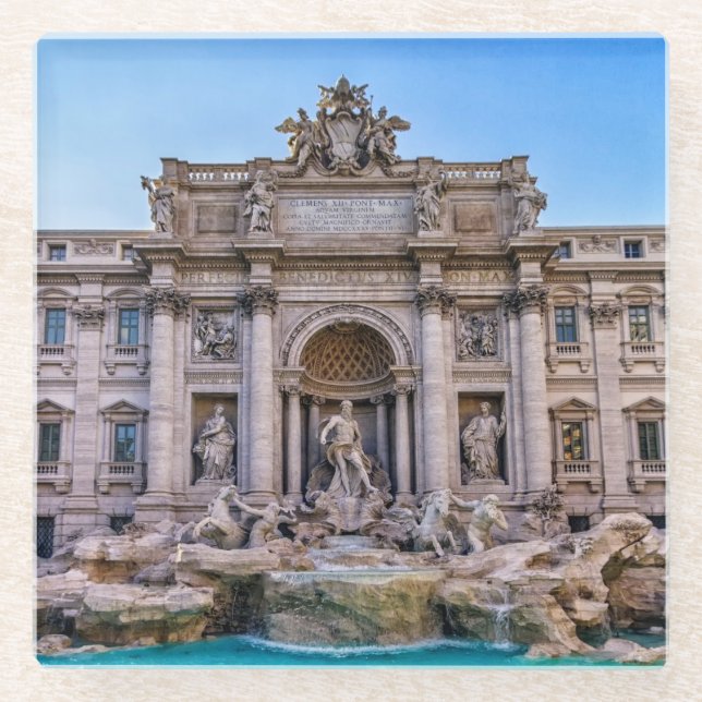 Trevi fountain, Roma, Italy Glass Coaster (Front)