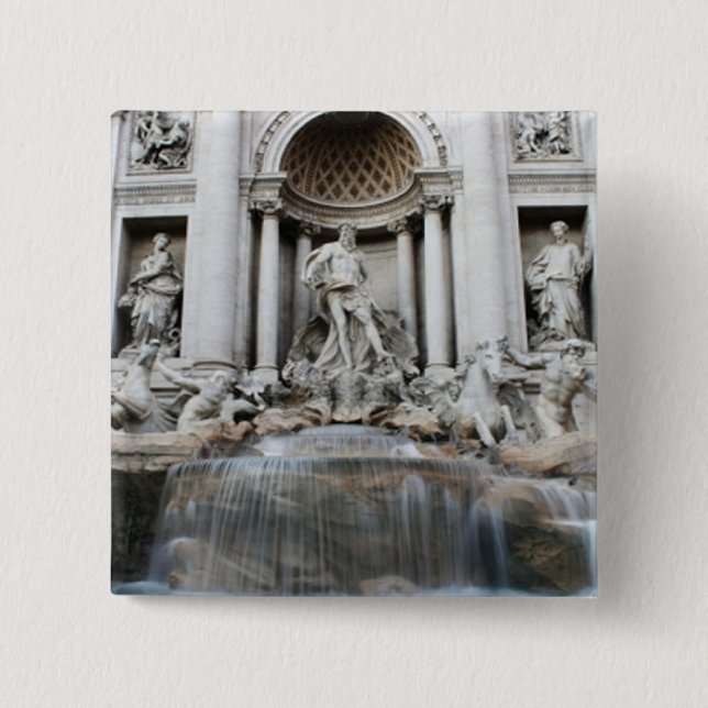 Trevi Fountain Rome 15 Cm Square Badge (Front)