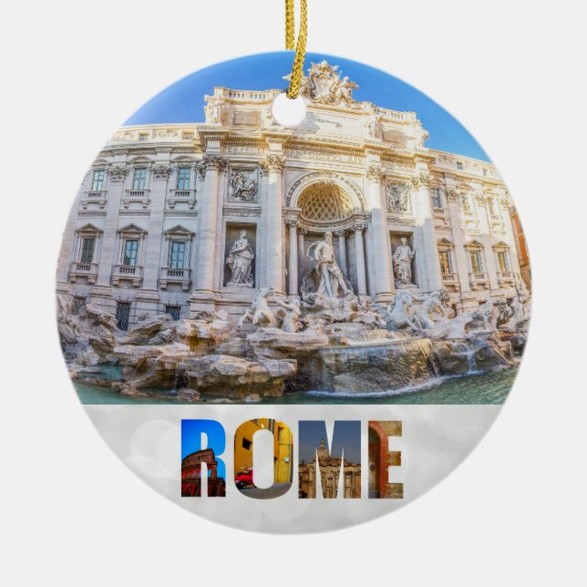 Trevi Fountain Rome Italy Christmas Ceramic Tree Decoration (Front)