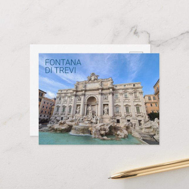 Trevi Fountain Rome Italy Holiday Panorama Postcard (Front/Back In Situ)