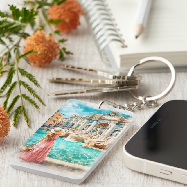 Trevi Fountain Rome Italy Key Ring (Front Right)