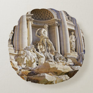 Trevi Fountain Rome Photography Round Cushion