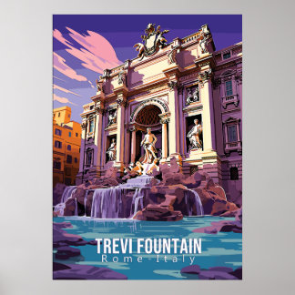 Trevi Fountain, travel art poster