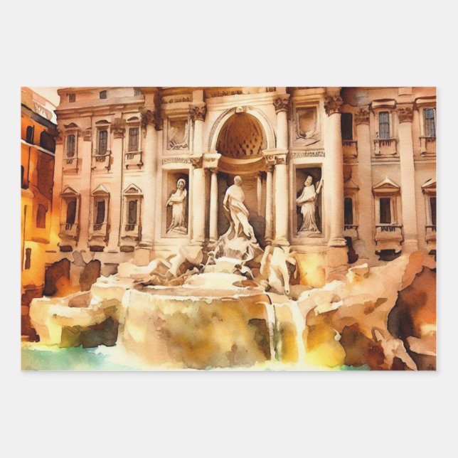 Trevi Fountains, Italy Rome Wrapping Paper Sheet (Front)