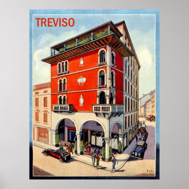Treviso, downtown street, Italy, vintage travel Poster (Front)