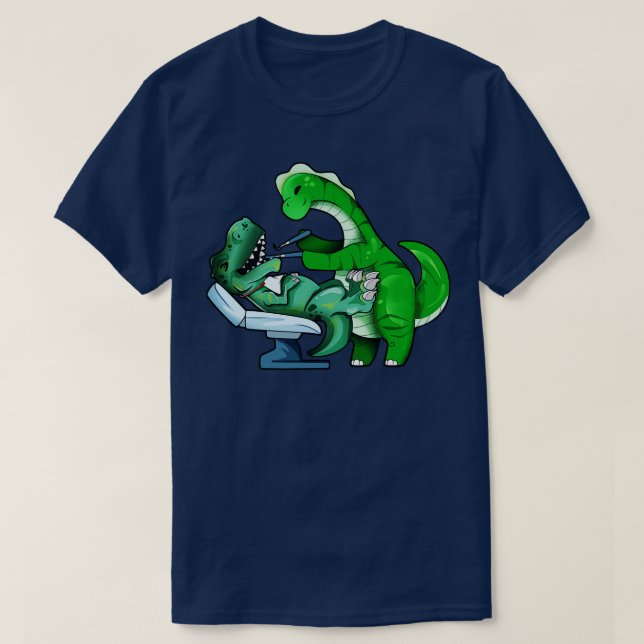 TREX at Brachiosaurus dentist T-Shirt (Design Front)