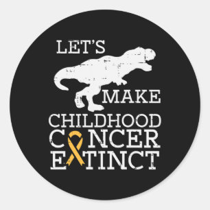 Trex Childhood Cancer Extinct Awareness Dinosaur B Classic Round Sticker