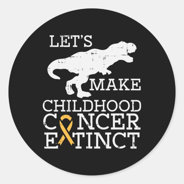 Trex Childhood Cancer Extinct Awareness Dinosaur B Classic Round Sticker (Front)