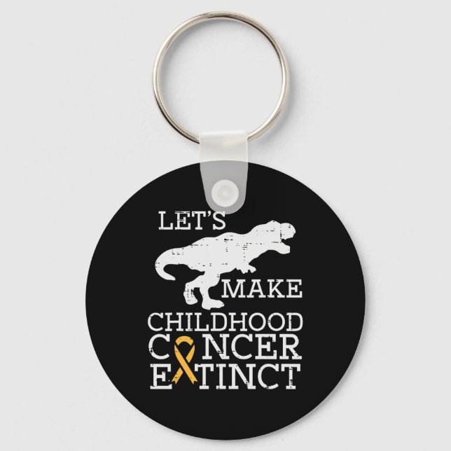 Trex Childhood Cancer Extinct Awareness Dinosaur B Key Ring (Front)