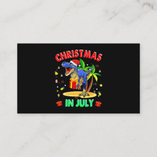 TRex Christmas In July Dinosaur For Boys Kids Summ Business Card