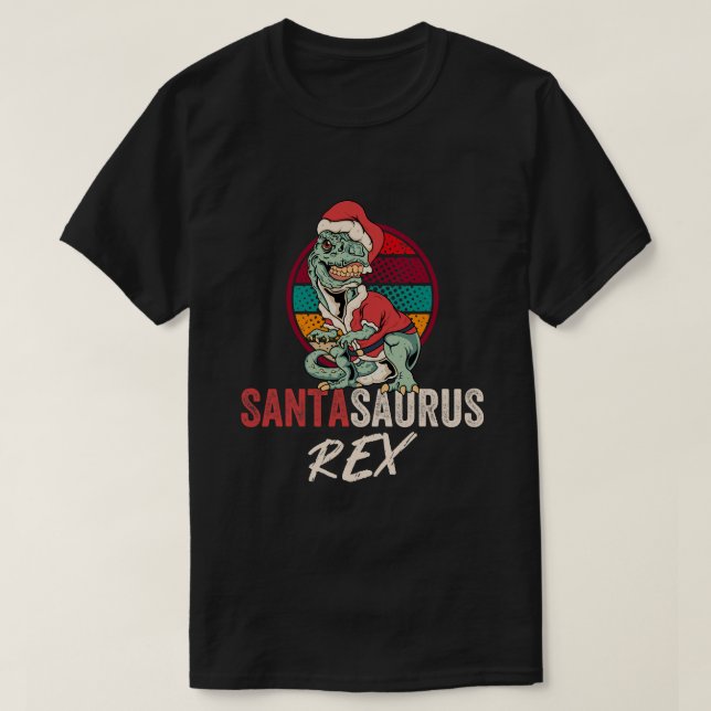 Trex Christmas Shirt Santasaurus Rex Dinosaur Xmas (Design Front)