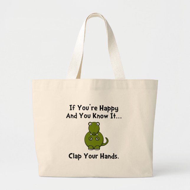 TRex Clap Large Tote Bag (Front)