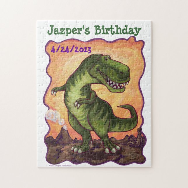 TRex Dino Art Personalised Birthday Puzzle (Vertical)