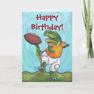 TRex Dino Football Star Happy Birthday Card