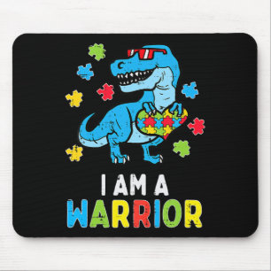 Trex Dino I Am A Warrior Toddler Boys Autism Aware Mouse Mat