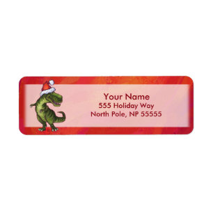 TRex Dino in Santa Hat on Red