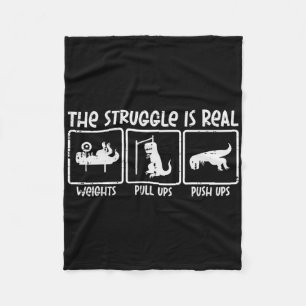 Trex Dino Struggle Is Real Weights Gym Workout Men Fleece Blanket