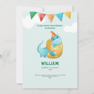 TREX Dinosaur 9th Birthday Party Invitation