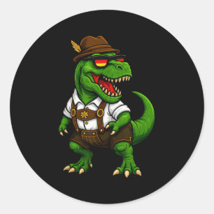Trex Dinosaur Bavarian German Costume Boys Men Kid Classic Round Sticker