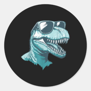 Trex Dinosaur Dino Wearing Sungles Funny Graphic Classic Round Sticker
