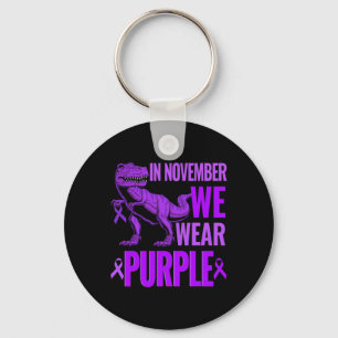 Trex Dinosaur In November We Wear Purple Epilepsy Key Ring