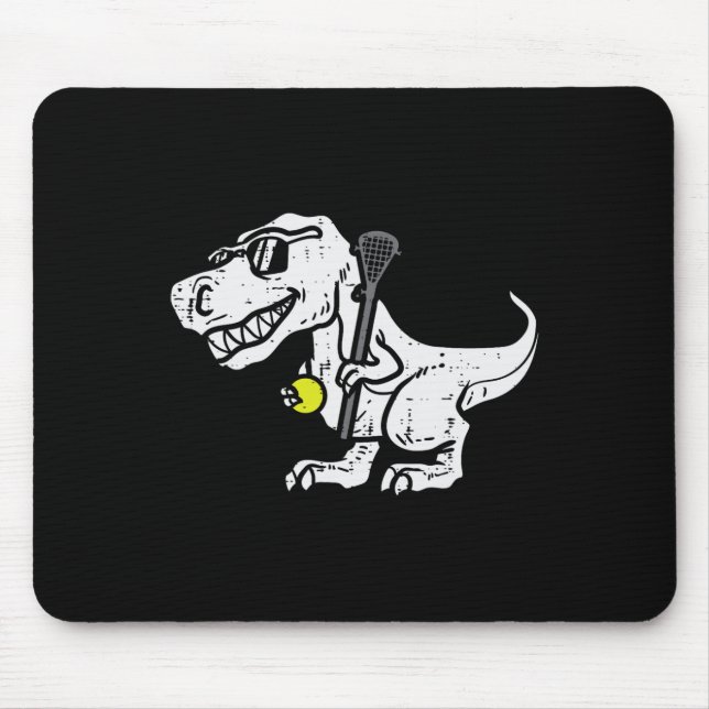 Trex Dinosaur Lacrosse Funny Lax Player Goalie Kid Mouse Mat (Front)