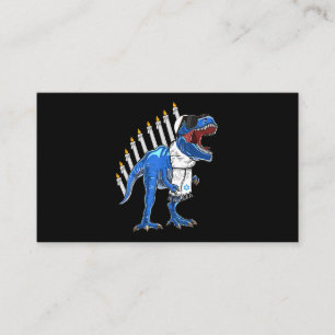 Trex Dinosaur Menorah Hanukkah Chanukah Jewish Boy Business Card