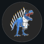 Trex Dinosaur Menorah Hanukkah Chanukah Jewish Boy Classic Round Sticker<br><div class="desc">Trex, Dinosaur, Menorah, Hanukkah, Chanukah, Jewish, Boys, Kids_1</div>