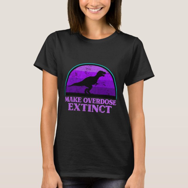 Trex Dinosaur Purple Make Overdose Extinct Awarene T-Shirt (Front)