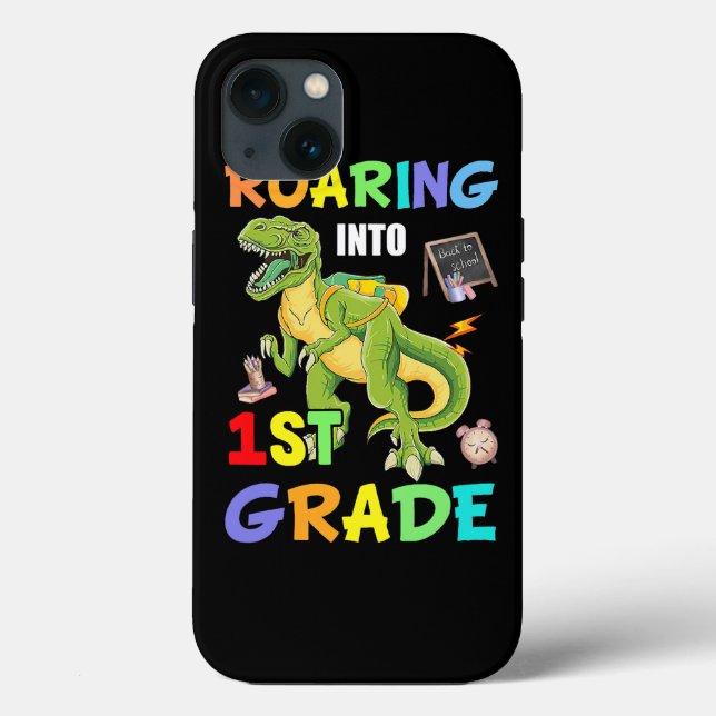 Trex Dinosaur Roaring Into 1st Grade Back to Schoo Case-Mate iPhone Case (Back)