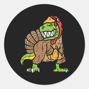 Trex Dinosaur Turkey Fun Toddler Kids Thanksgiving Classic Round Sticker