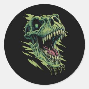 TRex Dinosaur Tyrannosaurus Rex Roaring Dino Head Classic Round Sticker