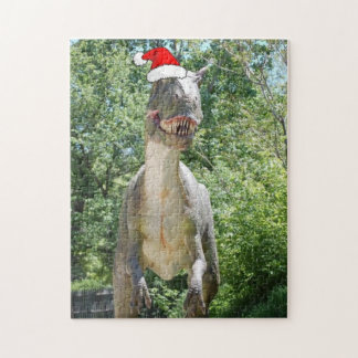 TREX Dinosaur wearing a Santa Claus Hat Jigsaw Puzzle